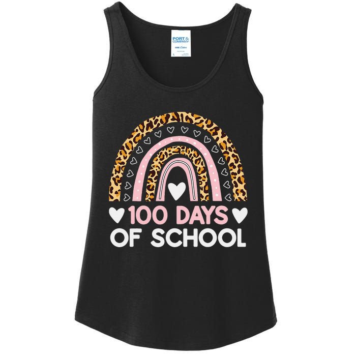 100 Days of School rainbow Happy 100th Day of School Ladies Essential Tank