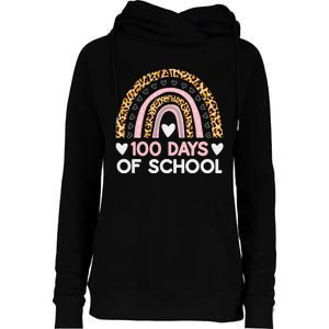 100 Days of School rainbow Happy 100th Day of School Womens Funnel Neck Pullover Hood