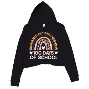 100 Days of School rainbow Happy 100th Day of School Crop Fleece Hoodie