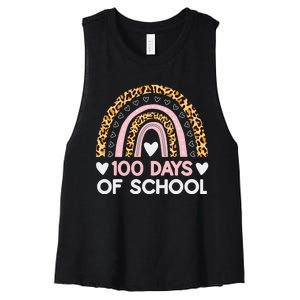 100 Days of School rainbow Happy 100th Day of School Women's Racerback Cropped Tank