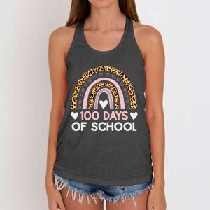 100 Days of School rainbow Happy 100th Day of School Women's Knotted Racerback Tank