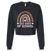 100 Days of School rainbow Happy 100th Day of School Cropped Pullover Crew