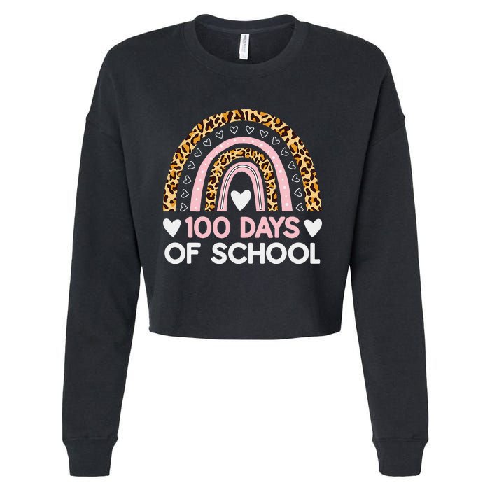 100 Days of School rainbow Happy 100th Day of School Cropped Pullover Crew