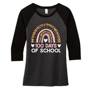 100 Days of School rainbow Happy 100th Day of School Women's Tri-Blend 3/4-Sleeve Raglan Shirt