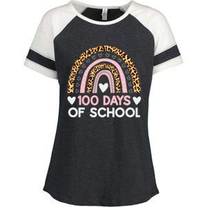 100 Days of School rainbow Happy 100th Day of School Enza Ladies Jersey Colorblock Tee