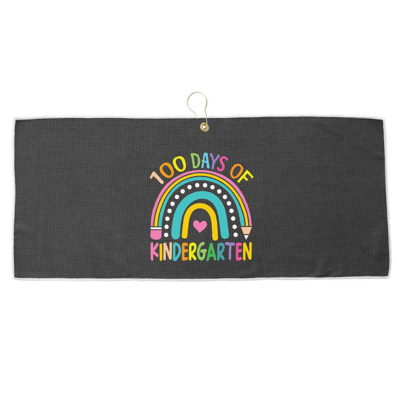 100th Day Of Kindergarten Teacher 100 Days Smarter Gift Large Microfiber Waffle Golf Towel
