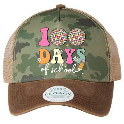 100 Days Of School Teachers Retro Disco 100th Day Of School Legacy Tie Dye Trucker Hat