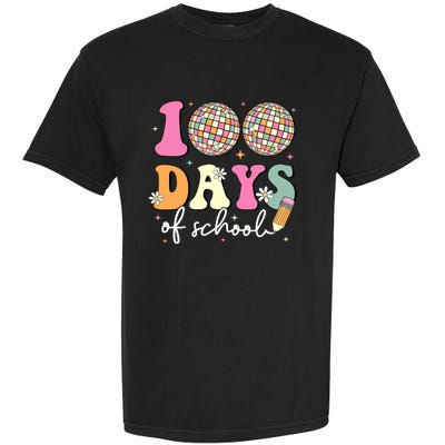 100 Days Of School Teachers Retro Disco 100th Day Of School Garment-Dyed Heavyweight T-Shirt