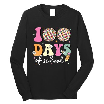 100 Days Of School Teachers Retro Disco 100th Day Of School Long Sleeve Shirt