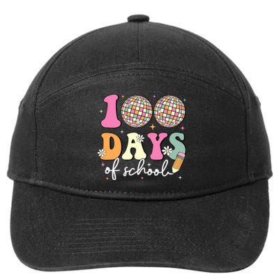 100 Days Of School Teachers Retro Disco 100th Day Of School 7-Panel Snapback Hat