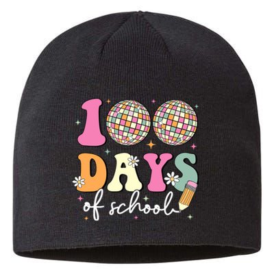 100 Days Of School Teachers Retro Disco 100th Day Of School Sustainable Beanie