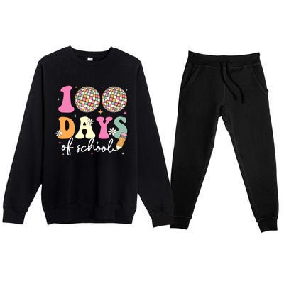 100 Days Of School Teachers Retro Disco 100th Day Of School Premium Crewneck Sweatsuit Set