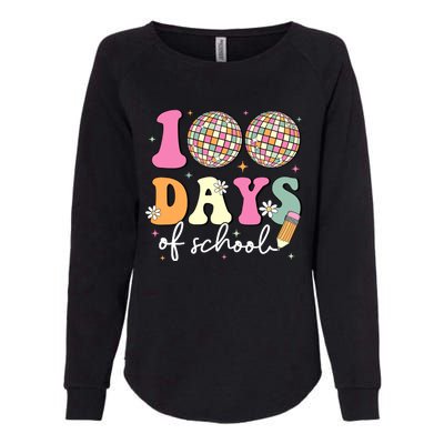 100 Days Of School Teachers Retro Disco 100th Day Of School Womens California Wash Sweatshirt