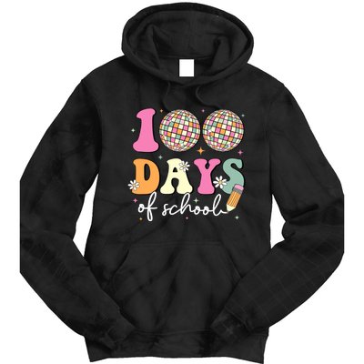 100 Days Of School Teachers Retro Disco 100th Day Of School Tie Dye Hoodie