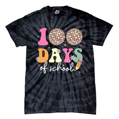 100 Days Of School Teachers Retro Disco 100th Day Of School Tie-Dye T-Shirt