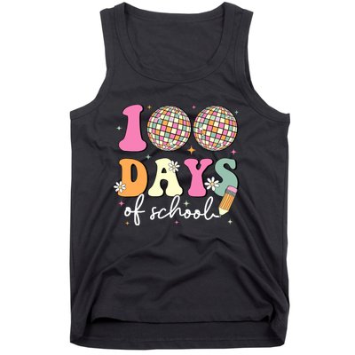 100 Days Of School Teachers Retro Disco 100th Day Of School Tank Top