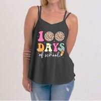 100 Days Of School Teachers Retro Disco 100th Day Of School Women's Strappy Tank