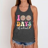 100 Days Of School Teachers Retro Disco 100th Day Of School Women's Knotted Racerback Tank