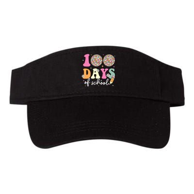 100 Days Of School Teachers Retro Disco 100th Day Of School Valucap Bio-Washed Visor