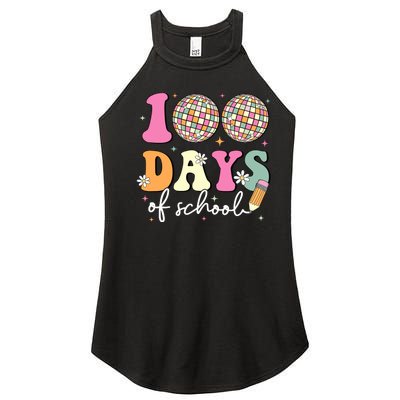 100 Days Of School Teachers Retro Disco 100th Day Of School Women's Perfect Tri Rocker Tank