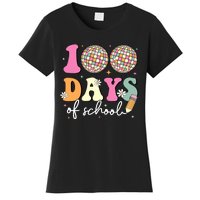 100 Days Of School Teachers Retro Disco 100th Day Of School Women's T-Shirt