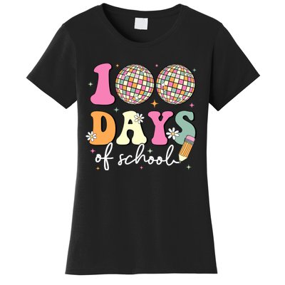 100 Days Of School Teachers Retro Disco 100th Day Of School Women's T-Shirt