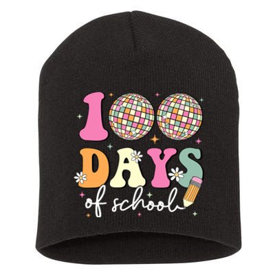 100 Days Of School Teachers Retro Disco 100th Day Of School Short Acrylic Beanie