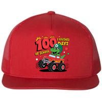 100 Days Of School Monster Truck 100th Day Of School Trex Flat Bill Trucker Hat