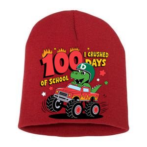 100 Days Of School Monster Truck 100th Day Of School Trex Short Acrylic Beanie