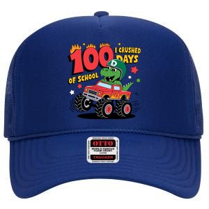 100 Days Of School Monster Truck 100th Day Of School Trex High Crown Mesh Back Trucker Hat