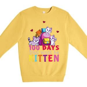 100 Days Of School You Must Be Kitten Funny Students Premium Crewneck Sweatshirt