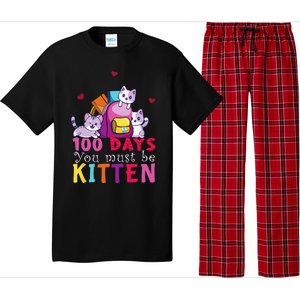 100 Days Of School You Must Be Kitten Funny Students Pajama Set