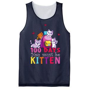 100 Days Of School You Must Be Kitten Funny Students Mesh Reversible Basketball Jersey Tank