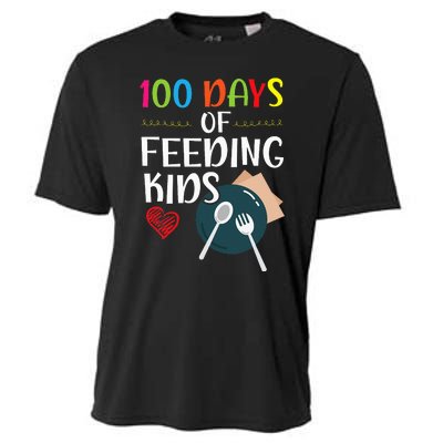 100 Days Of Feeding  Lunch Lady School Canteen Cooling Performance Crew T-Shirt