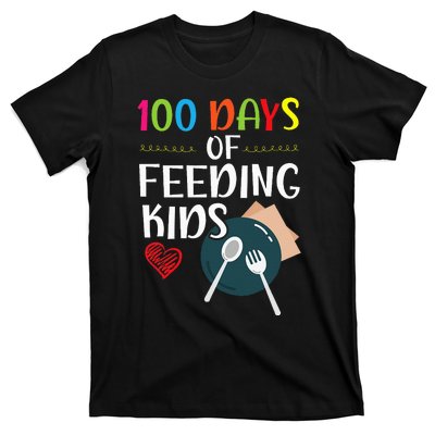 100 Days Of Feeding  Lunch Lady School Canteen T-Shirt