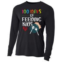 100 Days Of Feeding  Lunch Lady School Canteen Cooling Performance Long Sleeve Crew