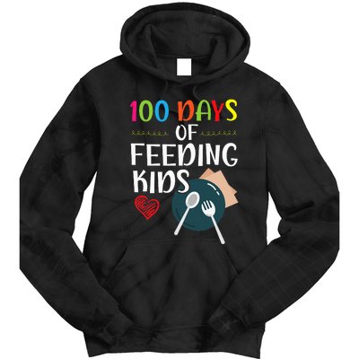 100 Days Of Feeding  Lunch Lady School Canteen Tie Dye Hoodie