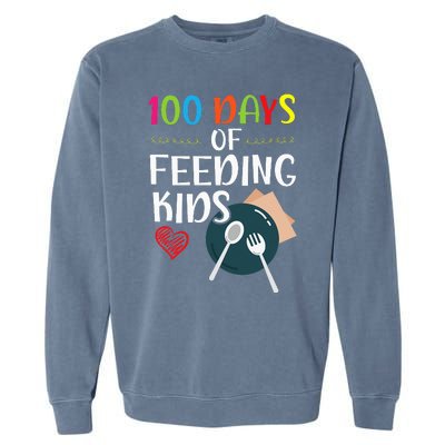 100 Days Of Feeding  Lunch Lady School Canteen Garment-Dyed Sweatshirt