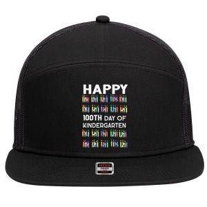 100 Days Of Kindergarten Happy 100th Day Of School Teachers 7 Panel Mesh Trucker Snapback Hat