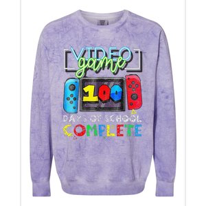 100 Days Of School Complete 100th Day Of Video Games Colorblast Crewneck Sweatshirt