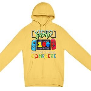 100 Days Of School Complete 100th Day Of Video Games Premium Pullover Hoodie