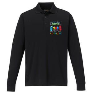 100 Days Of School Complete 100th Day Of Video Games Performance Long Sleeve Polo