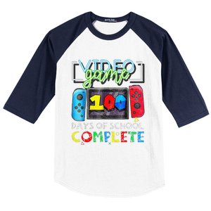 100 Days Of School Complete 100th Day Of Video Games Baseball Sleeve Shirt