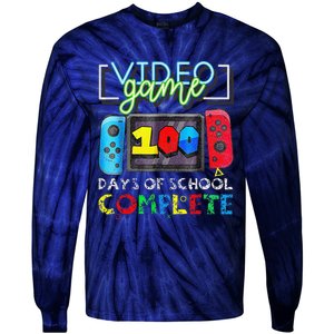 100 Days Of School Complete 100th Day Of Video Games Tie-Dye Long Sleeve Shirt