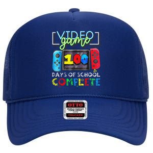 100 Days Of School Complete 100th Day Of Video Games High Crown Mesh Back Trucker Hat