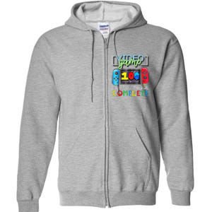 100 Days Of School Complete 100th Day Of Video Games Full Zip Hoodie