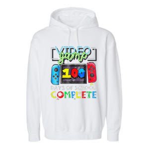 100 Days Of School Complete 100th Day Of Video Games Garment-Dyed Fleece Hoodie