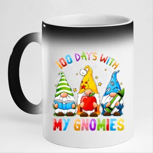 100th Day Of School Gnome Teachers Students 100 Days Smarter Gift 11oz Black Color Changing Mug