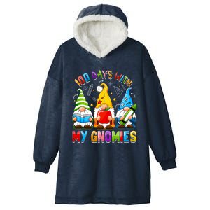 100th Day Of School Gnome Teachers Students 100 Days Smarter Gift Hooded Wearable Blanket