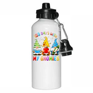 100th Day Of School Gnome Teachers Students 100 Days Smarter Gift Aluminum Water Bottle